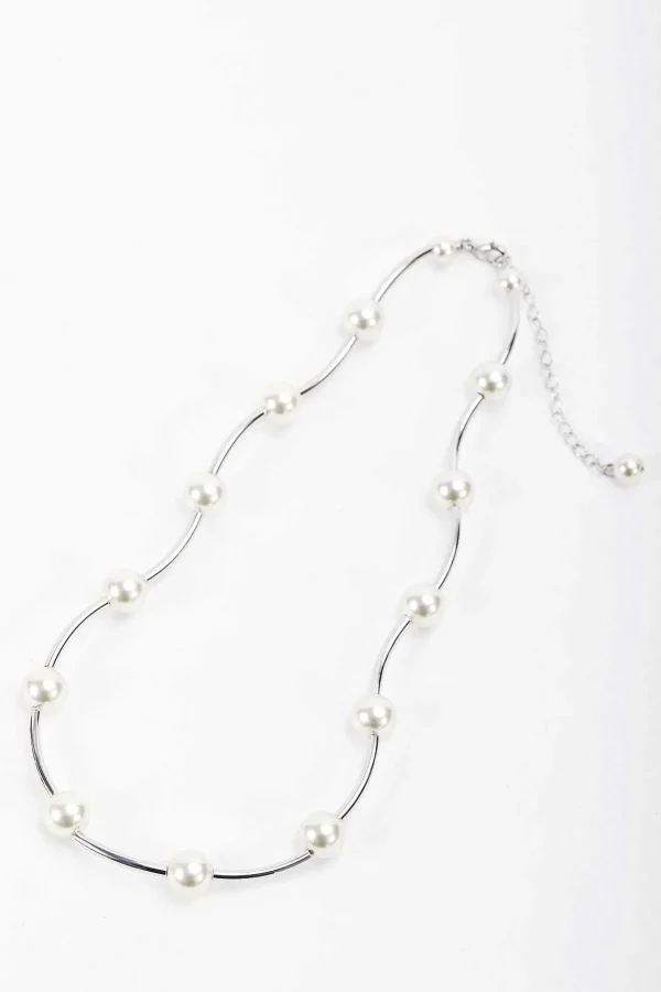 Soul Jewellery Silver Tone Curved Pearl Necklace* Necklaces