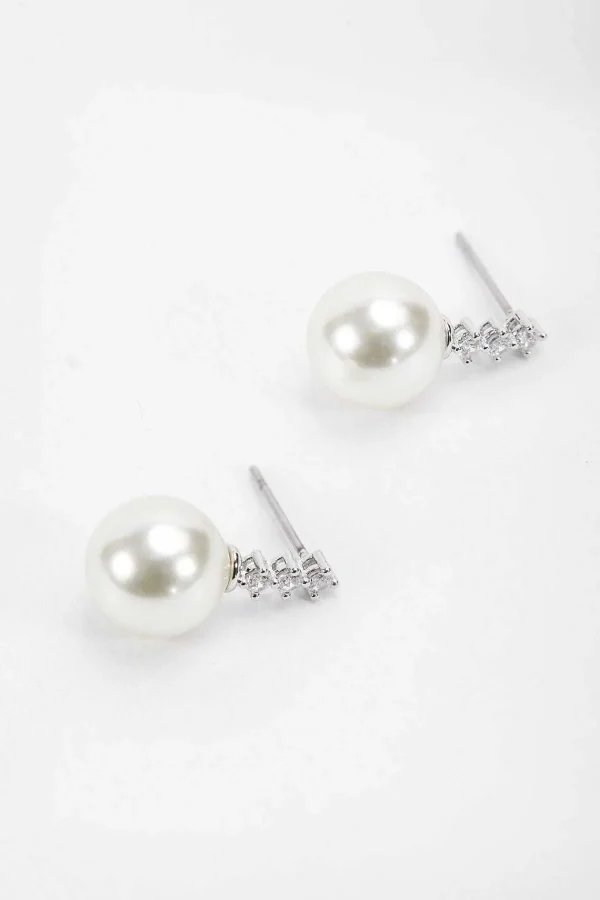 Soul Jewellery Silver Tone Diamante Pearl Earrings* Boxed Gifts