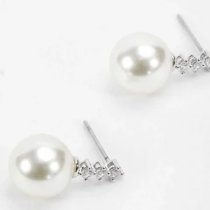Soul Jewellery Silver Tone Diamante Pearl Earrings* Boxed Gifts