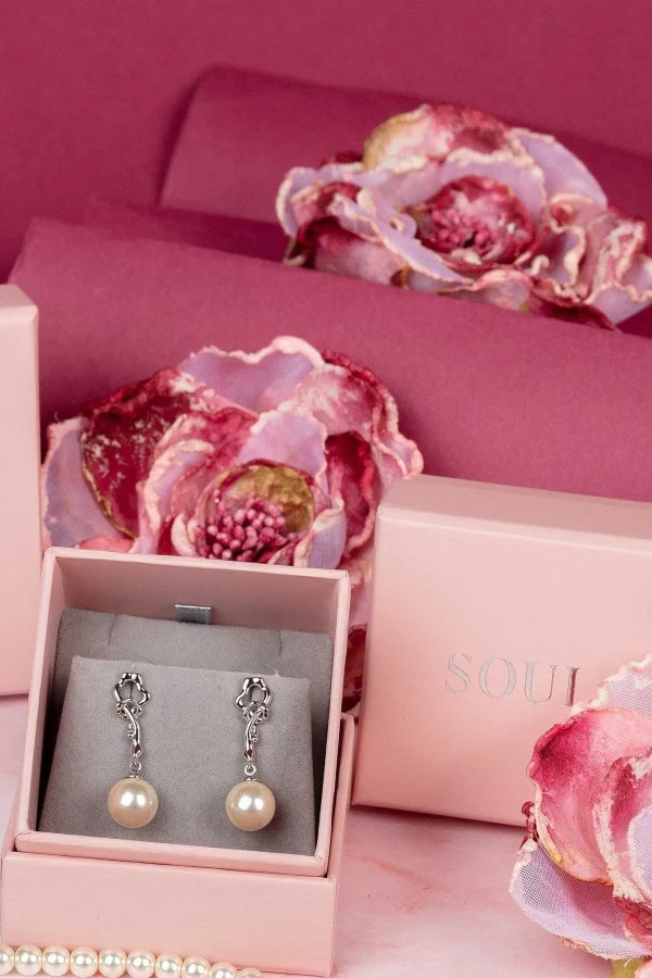 Soul Jewellery Silver Tone Drop Pearl Earring* Boxed Gifts