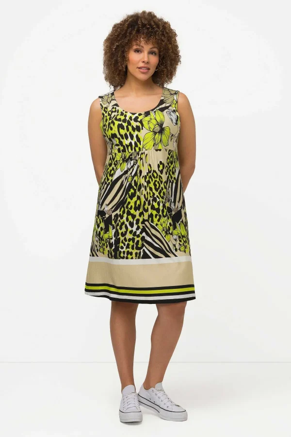 Ulla Popken Sleeveless Border Print Knee Length Dress*Women Dresses