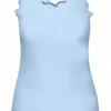 Simple Wish Sleeveless Lace Trim Blue Top*Women Tops & Blouses