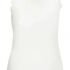 Simple Wish Sleeveless Lace Trim White Top*Women Tops & Blouses