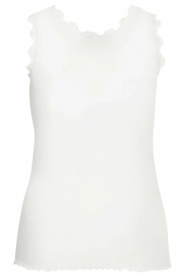 Simple Wish Sleeveless Lace Trim White Top*Women Tops & Blouses