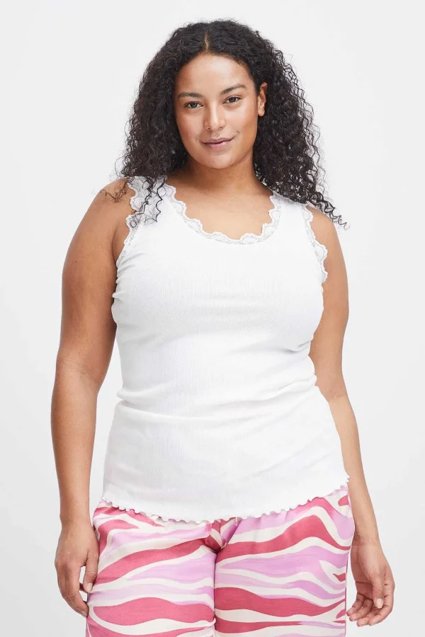 Simple Wish Sleeveless Lace Trim White Top*Women Tops & Blouses