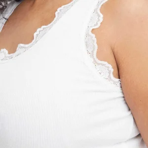 Simple Wish Sleeveless Lace Trim White Top*Women Tops & Blouses