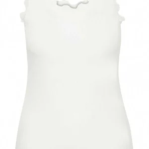 Simple Wish Sleeveless Lace Trim White Top*Women Tops & Blouses