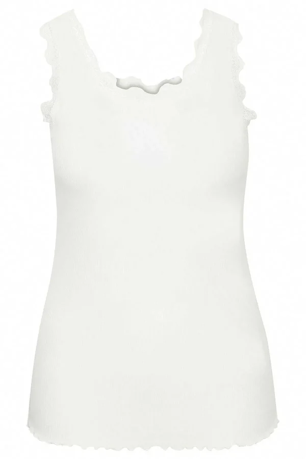 Simple Wish Sleeveless Lace Trim White Top*Women Tops & Blouses