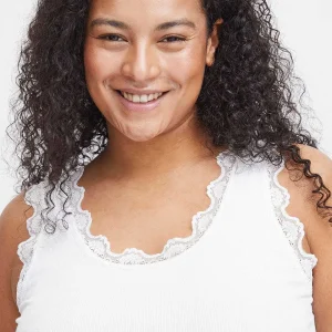 Simple Wish Sleeveless Lace Trim White Top*Women Tops & Blouses