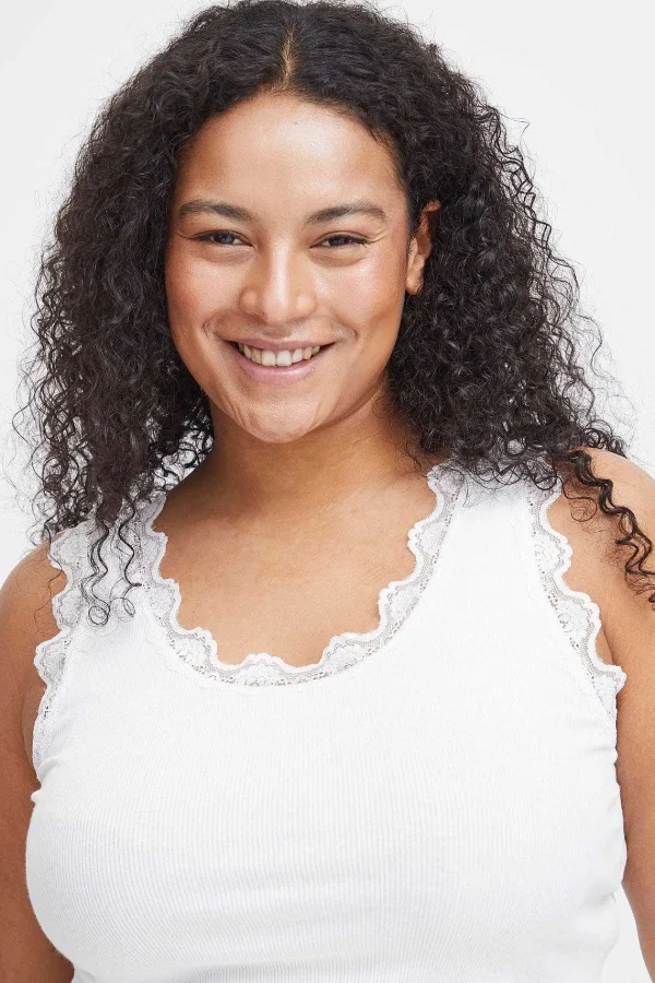 Simple Wish Sleeveless Lace Trim White Top*Women Tops & Blouses