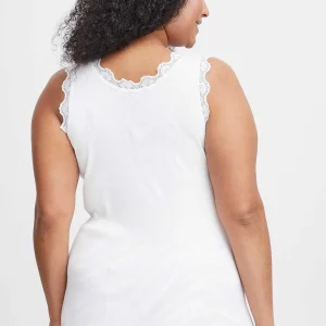 Simple Wish Sleeveless Lace Trim White Top*Women Tops & Blouses