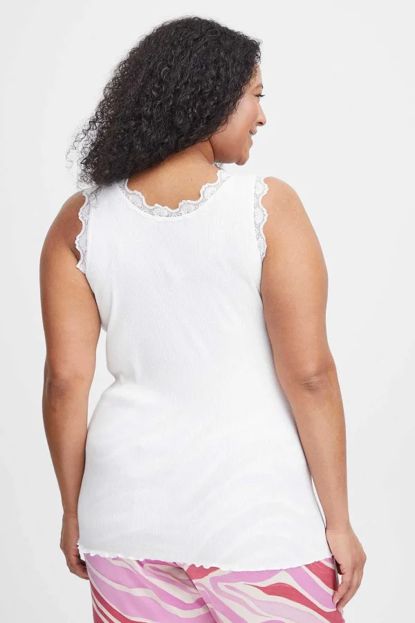 Simple Wish Sleeveless Lace Trim White Top*Women Tops & Blouses