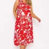 Ulla Popken Sleeveless Midi Dress In Red Print*Women Dresses & Jumpsuits