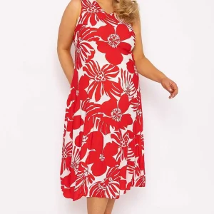 Ulla Popken Sleeveless Midi Dress In Red Print*Women Dresses & Jumpsuits