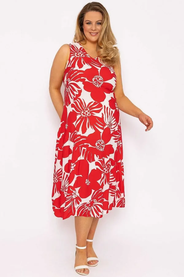 Ulla Popken Sleeveless Midi Dress In Red Print*Women Dresses & Jumpsuits