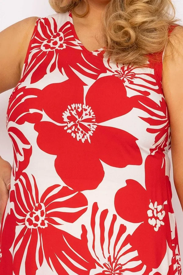 Ulla Popken Sleeveless Midi Dress In Red Print*Women Dresses & Jumpsuits