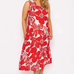 Ulla Popken Sleeveless Midi Dress In Red Print*Women Dresses & Jumpsuits