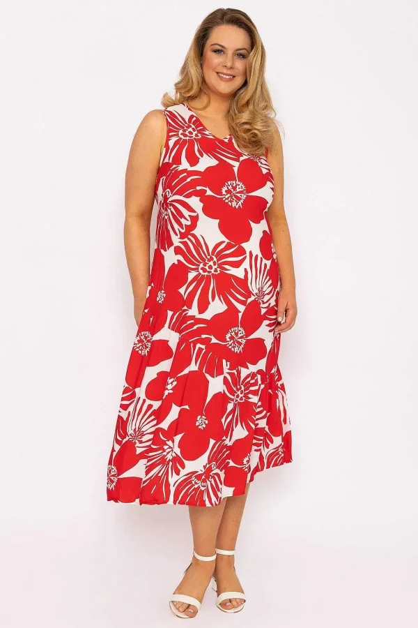 Ulla Popken Sleeveless Midi Dress In Red Print*Women Dresses & Jumpsuits