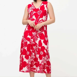 Ulla Popken Sleeveless Midi Dress In Red Print*Women Dresses & Jumpsuits