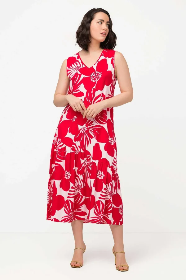 Ulla Popken Sleeveless Midi Dress In Red Print*Women Dresses & Jumpsuits
