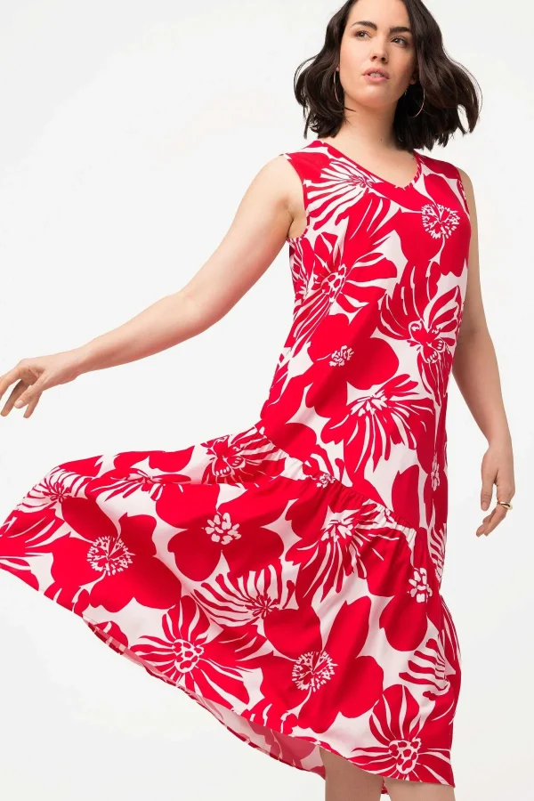 Ulla Popken Sleeveless Midi Dress In Red Print*Women Dresses & Jumpsuits