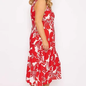 Ulla Popken Sleeveless Midi Dress In Red Print*Women Dresses & Jumpsuits