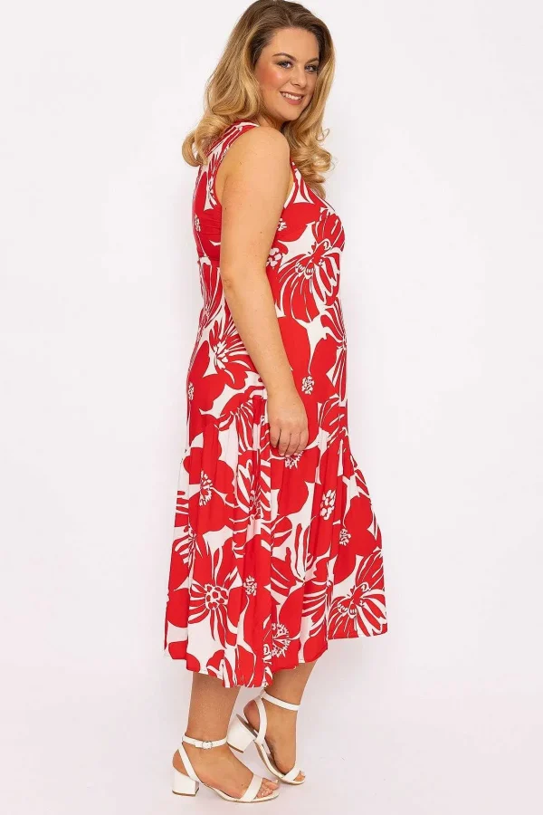 Ulla Popken Sleeveless Midi Dress In Red Print*Women Dresses & Jumpsuits