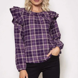 Rowen Avenue Soft Touch Ruffle Blouse In Purple*Women Tops & Blouses