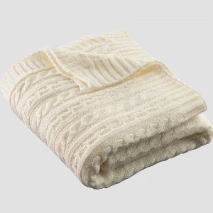 Galway Crystal Soft White Aran Knit Throw* Homeware
