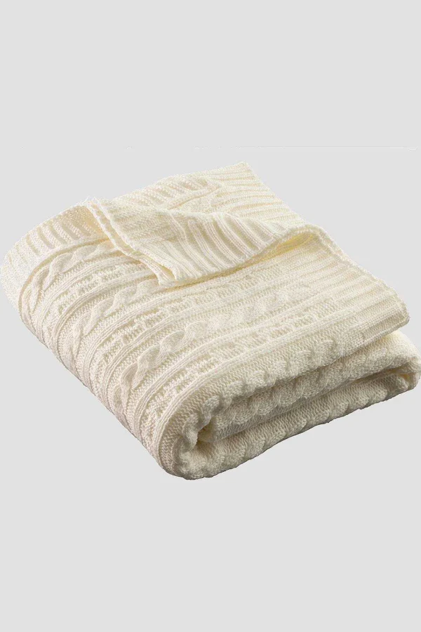 Galway Crystal Soft White Aran Knit Throw* Homeware