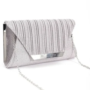 SOUL Accessories Sparkle Pleated Front Clutch In Silver* Accessories