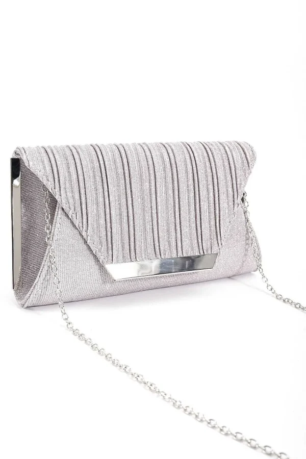 SOUL Accessories Sparkle Pleated Front Clutch In Silver* Accessories