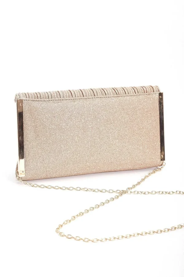 SOUL Accessories Sparkle Pleated Front Clutch In Gold* Accessories