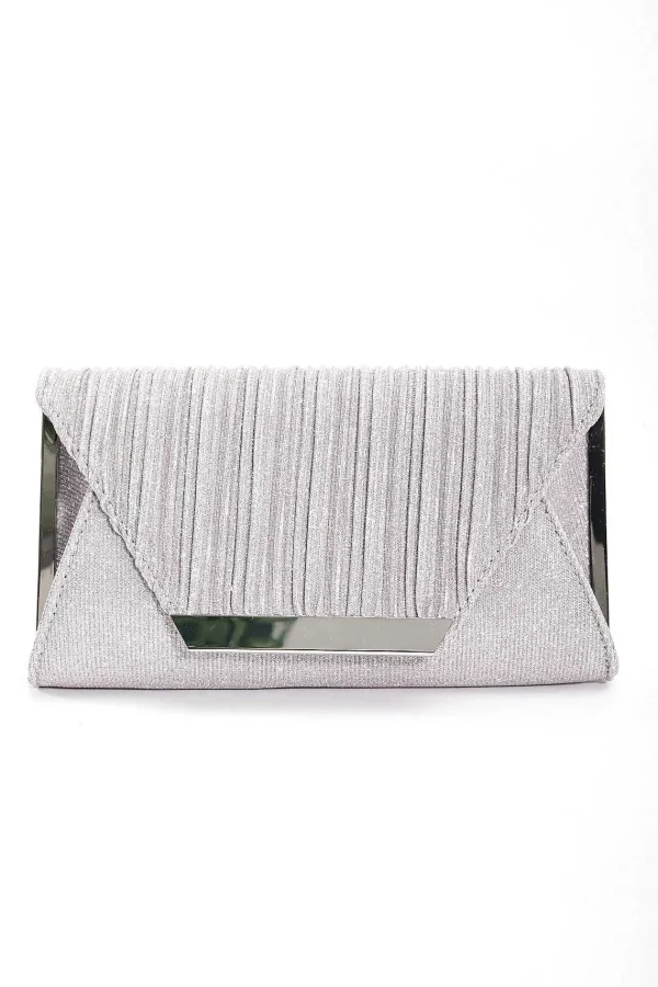 SOUL Accessories Sparkle Pleated Front Clutch In Silver* Accessories