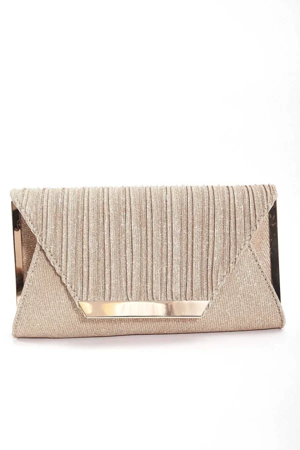 SOUL Accessories Sparkle Pleated Front Clutch In Gold* Accessories