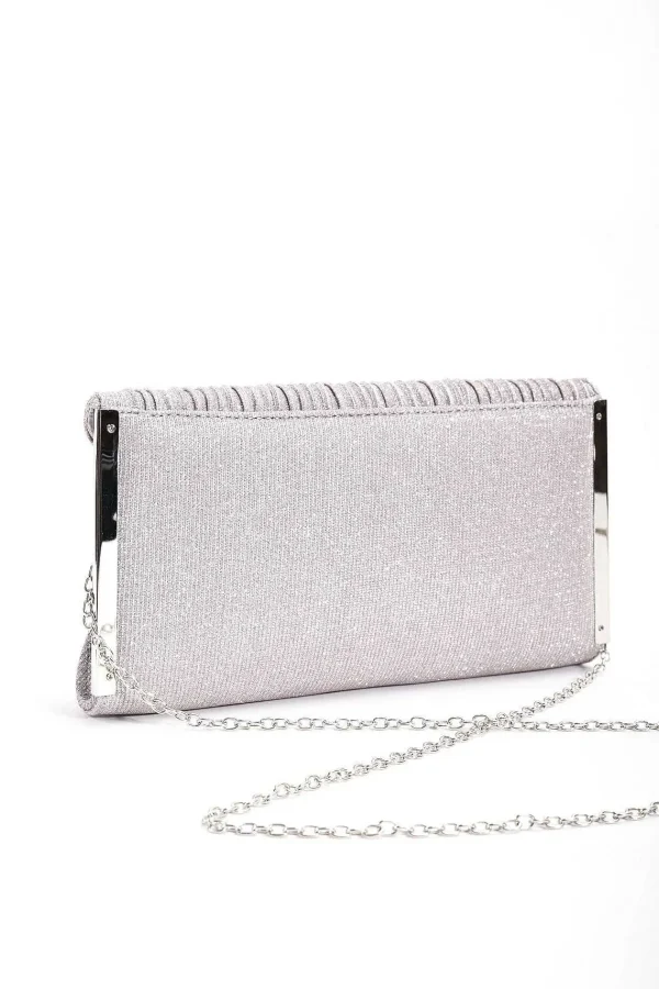SOUL Accessories Sparkle Pleated Front Clutch In Silver* Accessories