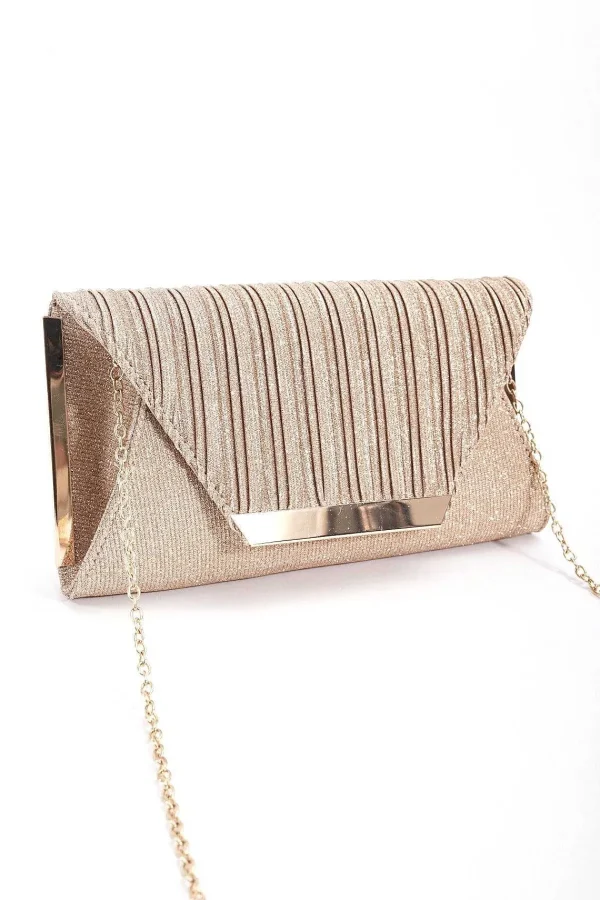 SOUL Accessories Sparkle Pleated Front Clutch In Gold* Accessories