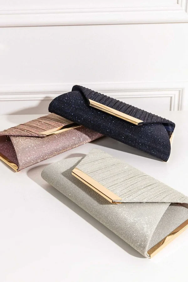 Dice Sparkly Envelope Clutch In Silver* Accessories