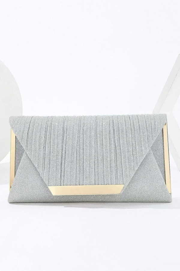 Dice Sparkly Envelope Clutch In Silver* Accessories