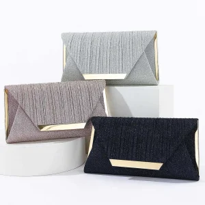 Dice Sparkly Envelope Clutch In Silver* Accessories