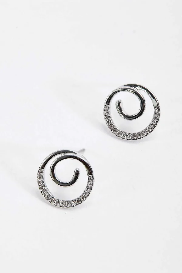 Soul Jewellery Spiral Silver Diamante Earrings* Boxed Gifts