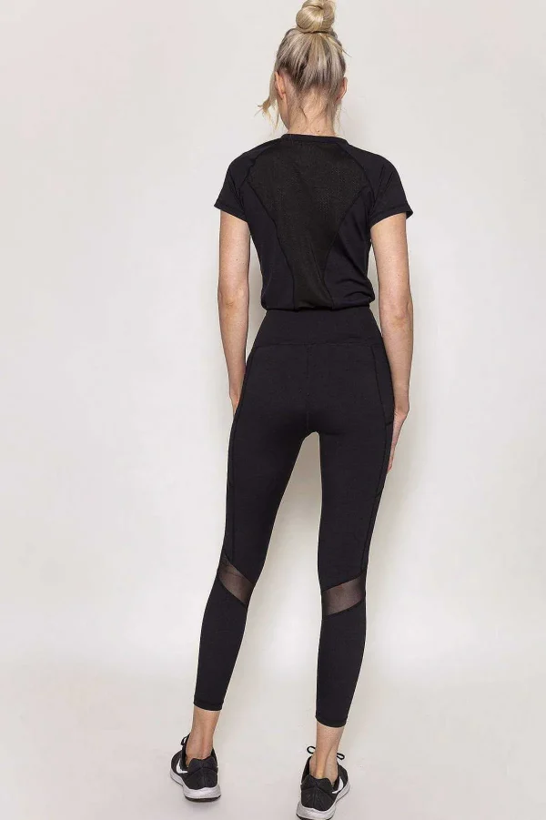 Fit Pink Sports Leggings With Deep Side Pockets In Black*Women Jeans & Trousers