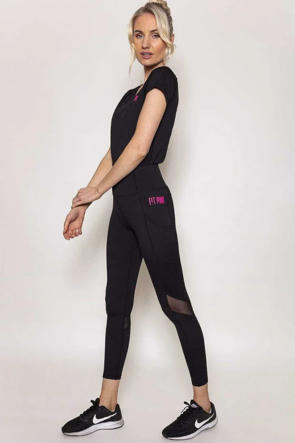 Fit Pink Sports Leggings With Deep Side Pockets In Black*Women Jeans & Trousers