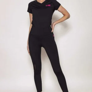 Fit Pink Sports Leggings With Deep Side Pockets In Black*Women Jeans & Trousers