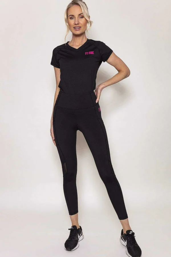 Fit Pink Sports Leggings With Deep Side Pockets In Black*Women Jeans & Trousers