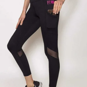 Fit Pink Sports Leggings With Deep Side Pockets In Black*Women Jeans & Trousers