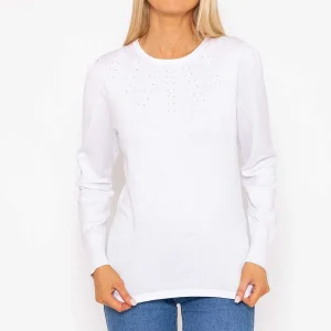Voulez Vous Spot Detail Knit In White*Women Jumpers & Cardigans
