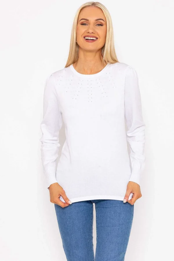 Voulez Vous Spot Detail Knit In White*Women Jumpers & Cardigans