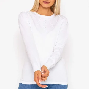 Voulez Vous Spot Detail Knit In White*Women Jumpers & Cardigans