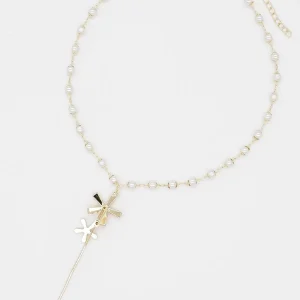 Joularie Star And Pearl Necklace In Gold* Earrings